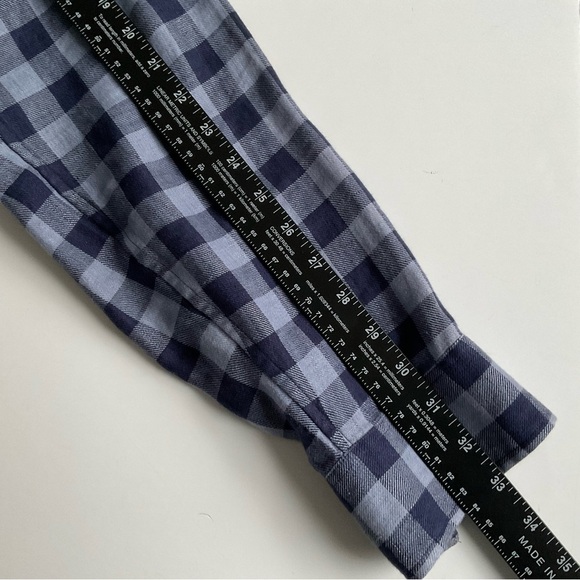 Michael Kors 100% Linen Shirt XL Blue Tailored Fit Pocket Plaid Snap Western Y2K - Picture 6 of 11